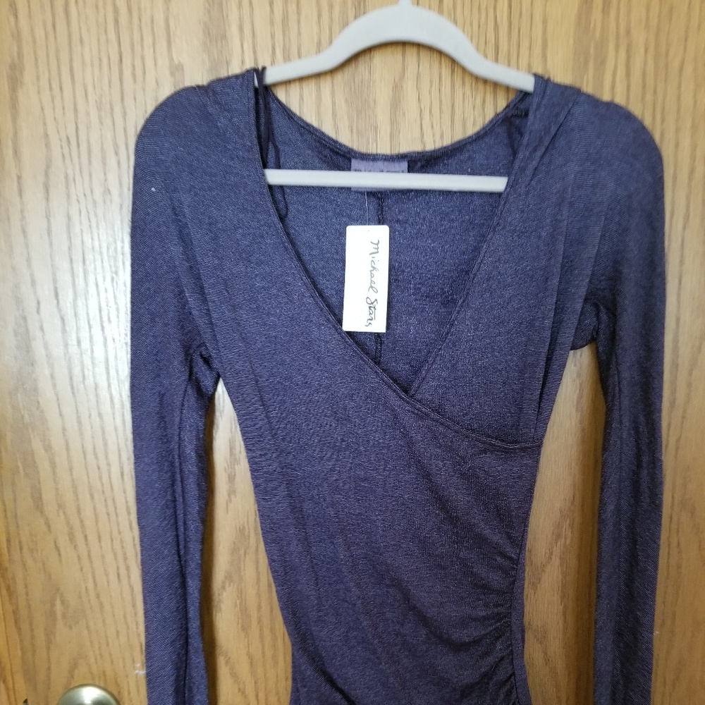 Michael Stars Dark Purple Surplice Tee